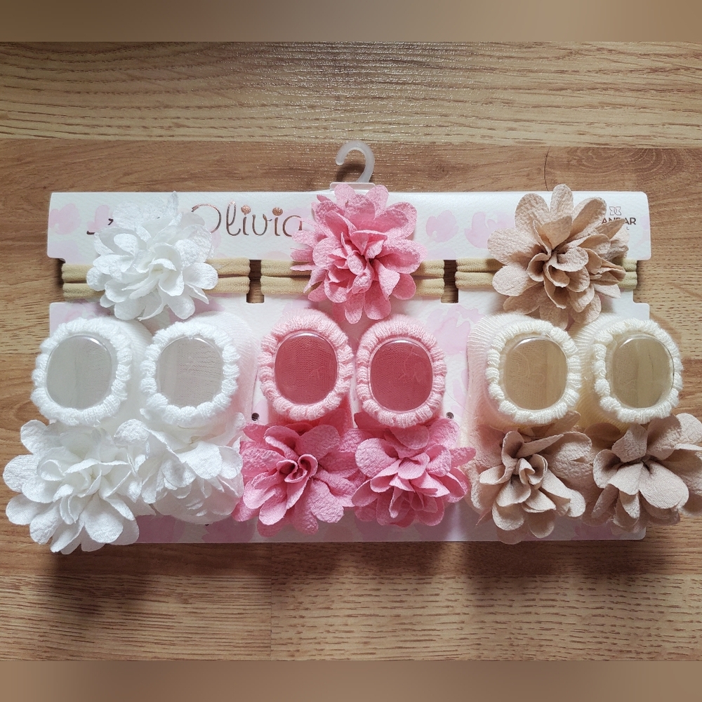 Floral Baby Socks Set with Headbands